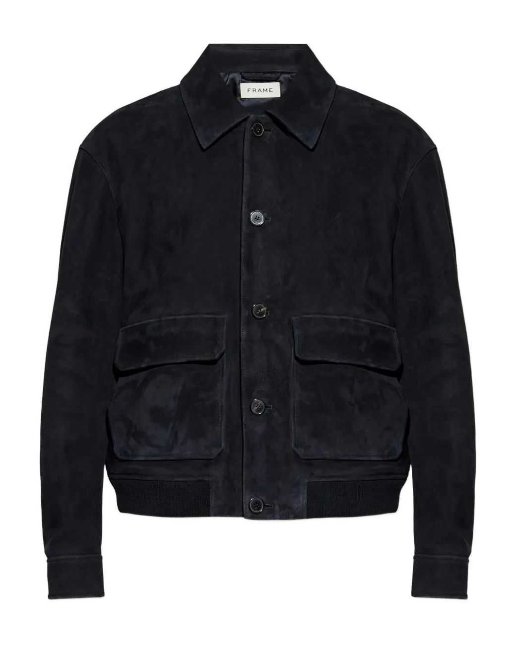 FRAME Blue Buttoned Suede Jacket for men