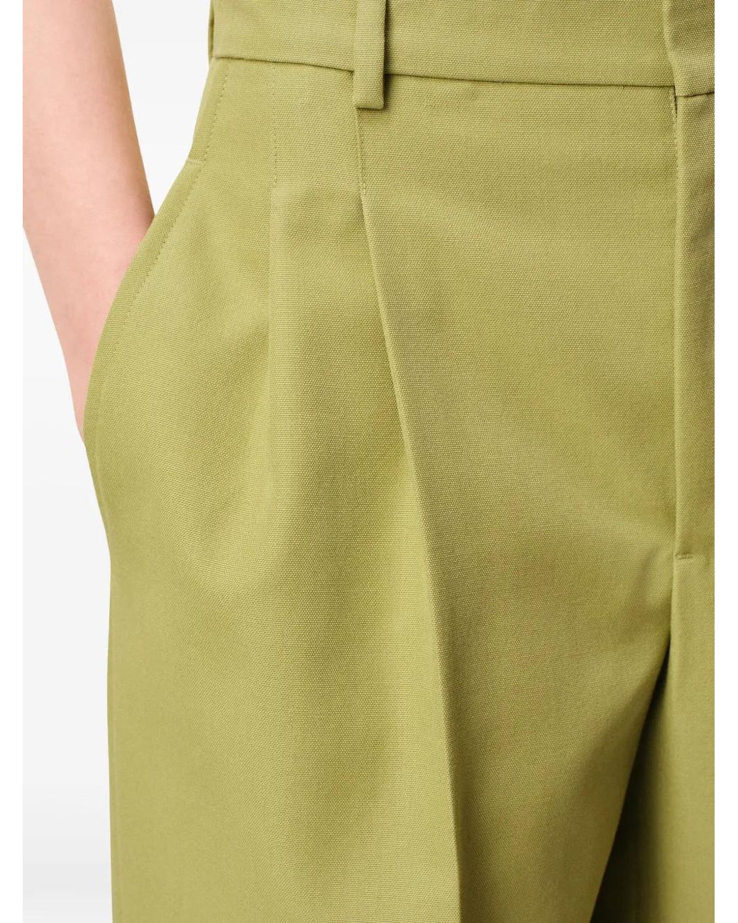 AMI Green Pleated Wide Trousers