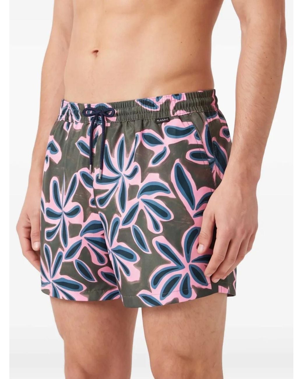 Paul Smith White Abstract Palm' Print Swim Shorts for men