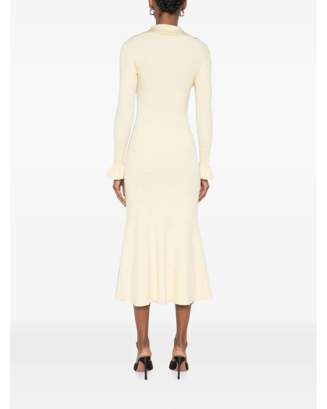 Self-Portrait White Knit Tie Midi Dress
