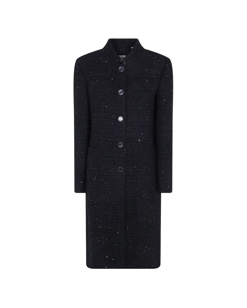 Semicouture Blue Phillis Sequin-Embellished Single-Breasted Coat