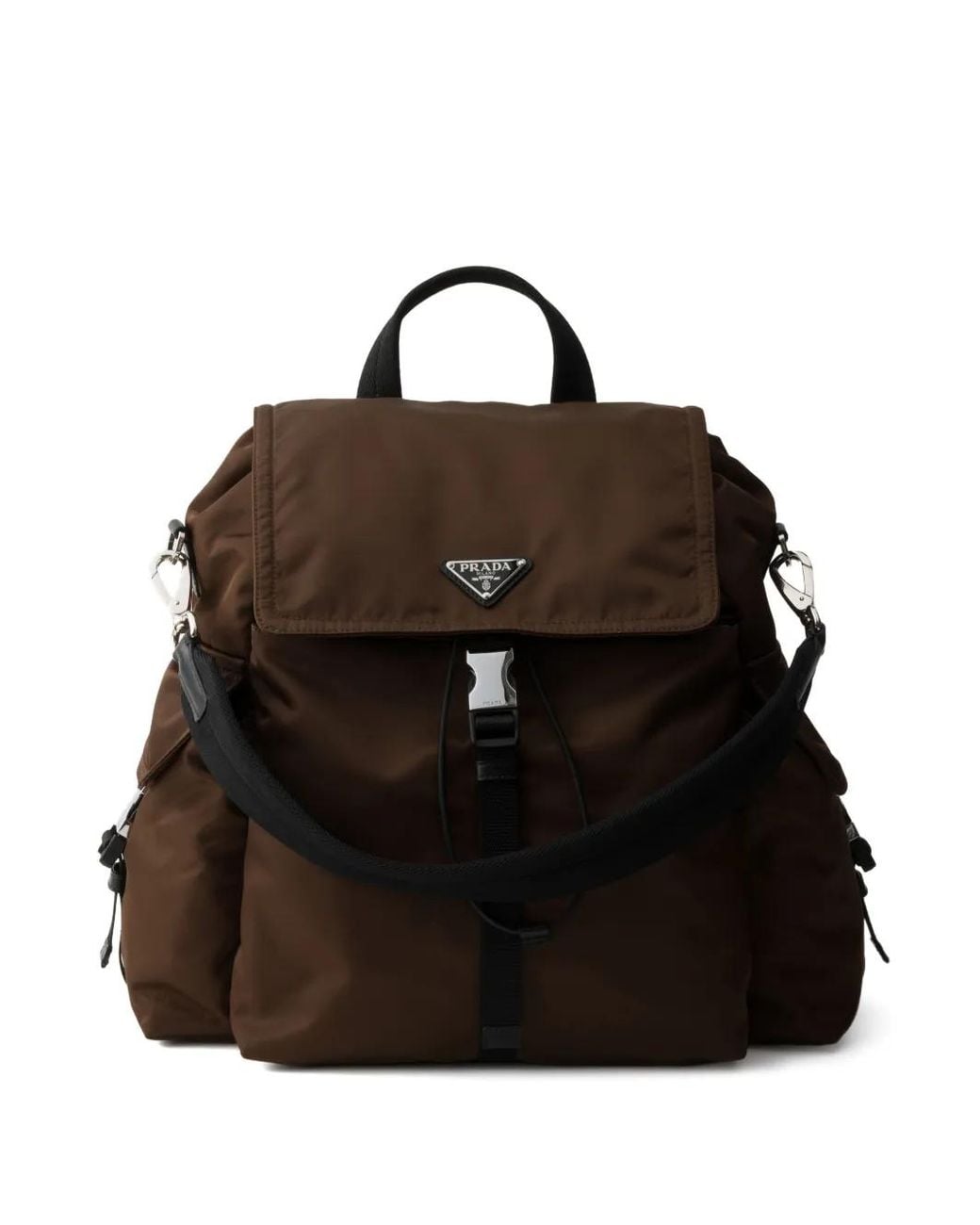 Prada Black Explore Re-Nylon And Leather Backpack for men