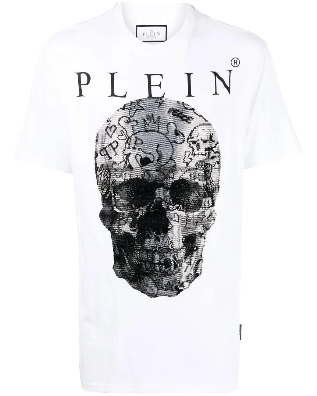 Philipp Plein White Skull-Print Short-Sleeve T-Shirt for men