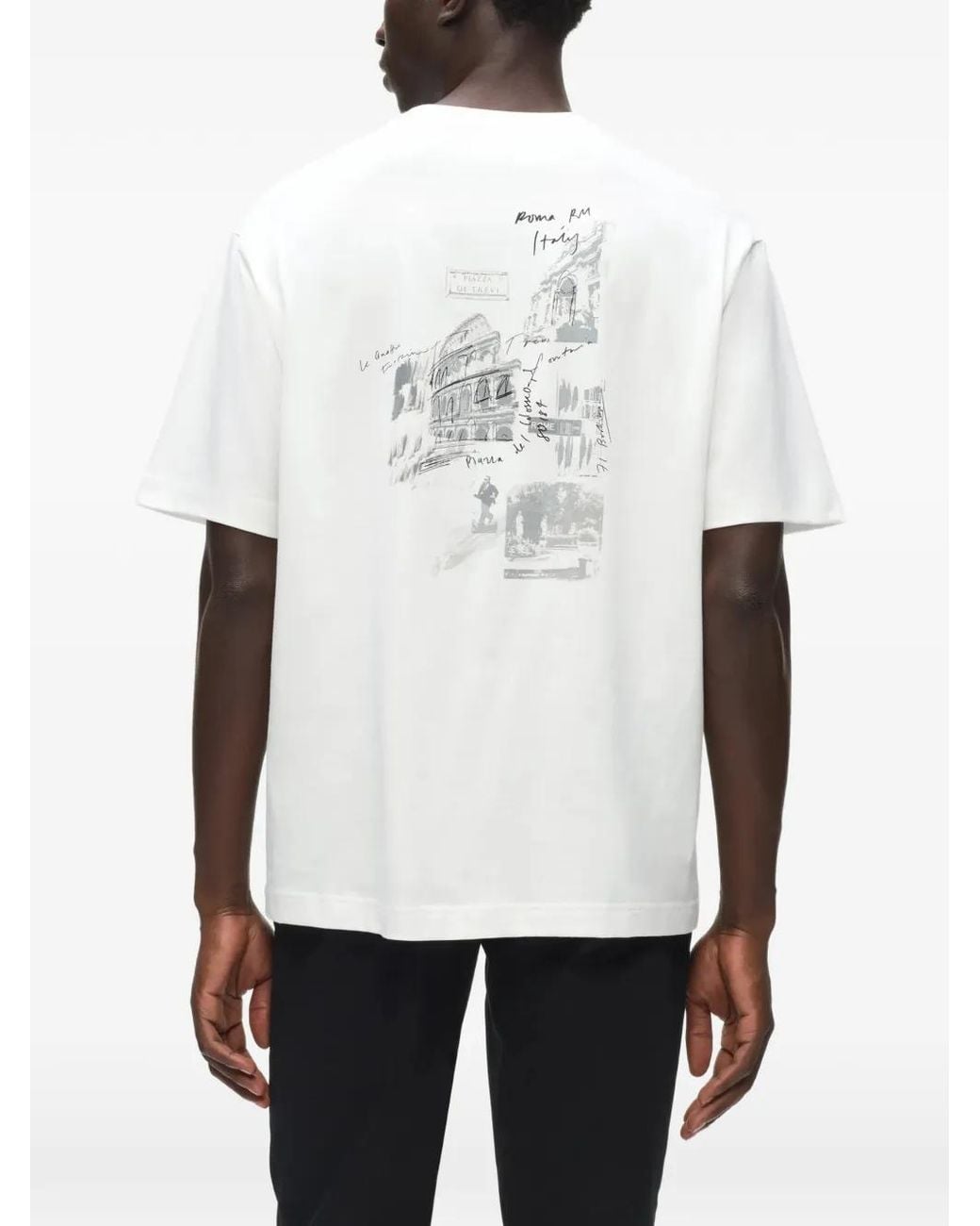 Karl Lagerfeld White Sketches Of Rome T-Shirt for men