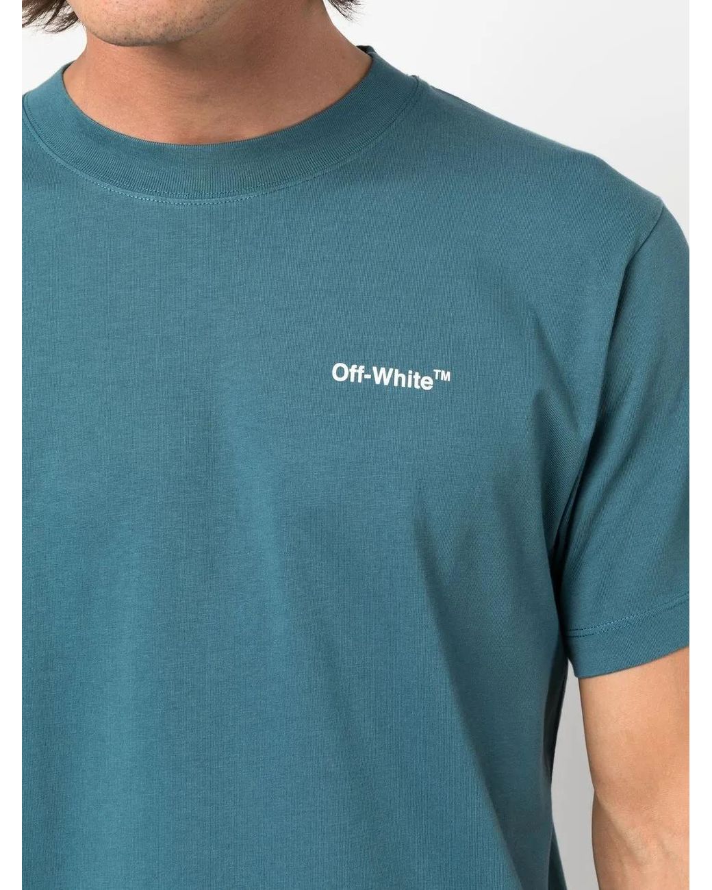 Off-White c/o Virgil Abloh Blue Chain-Link Arrows-Print T-Shirt for men