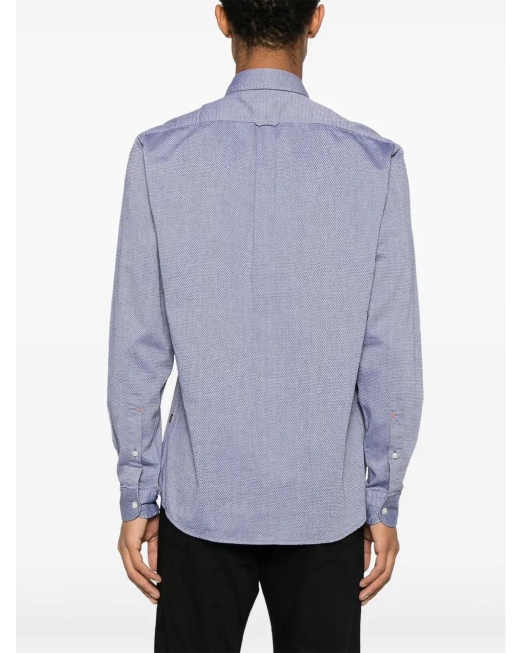 Boss Blue Pattern-Jacquard Cotton Shirt for men
