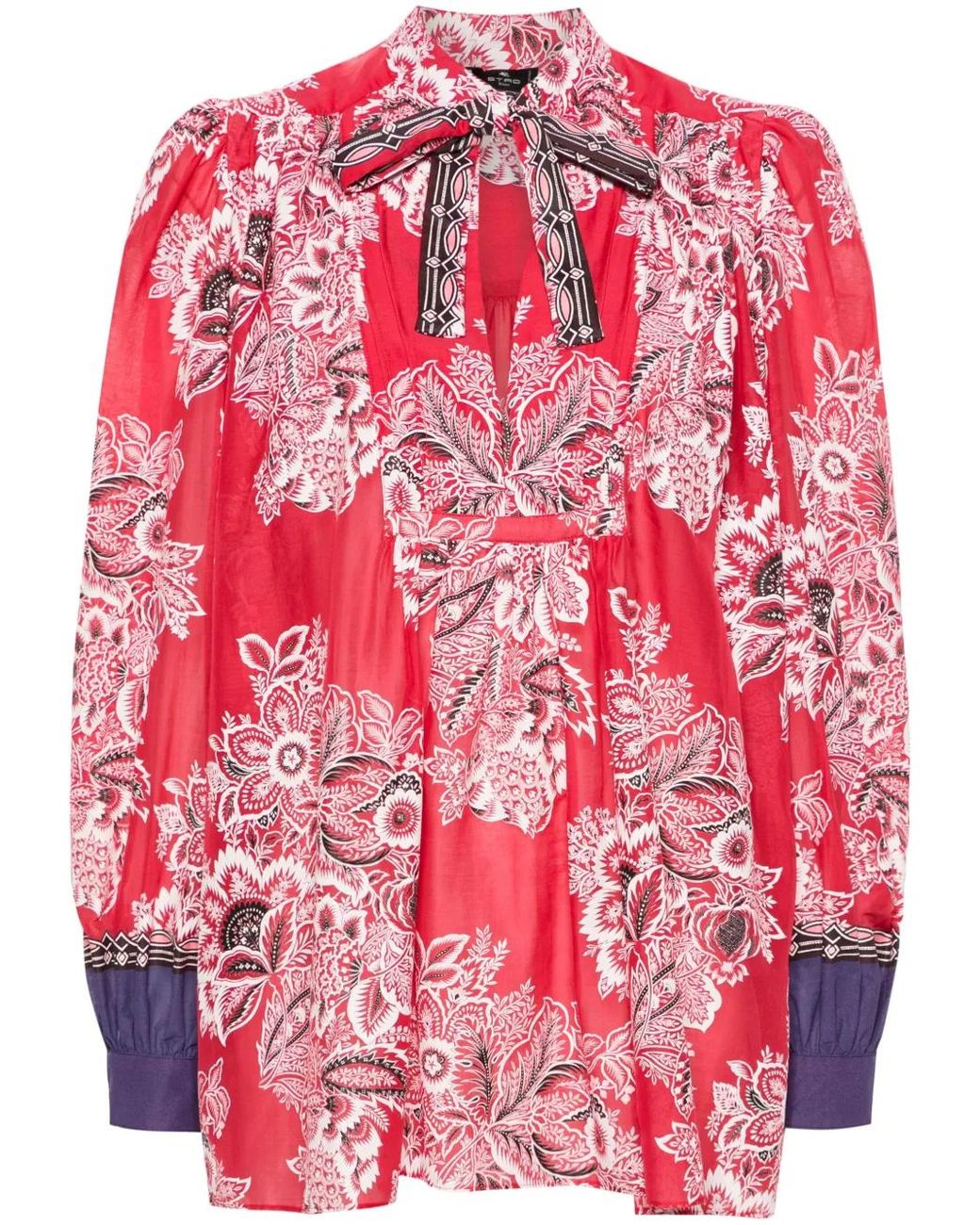 Etro Red Floral-Print Blouse