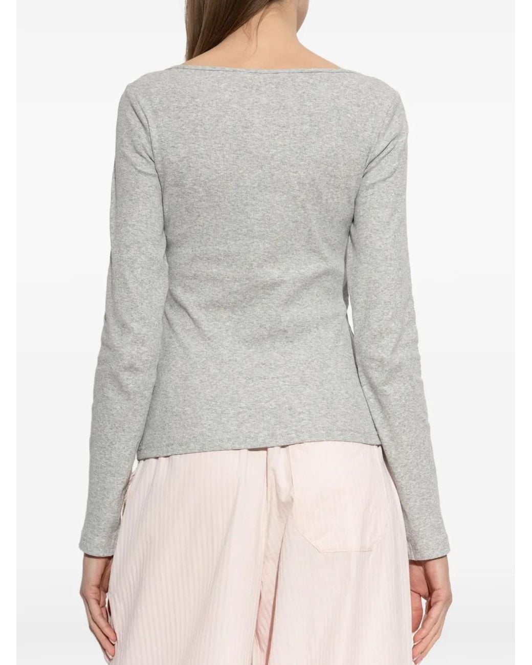Rethinkit Studios Gray Ribbed Long-Sleeve Top