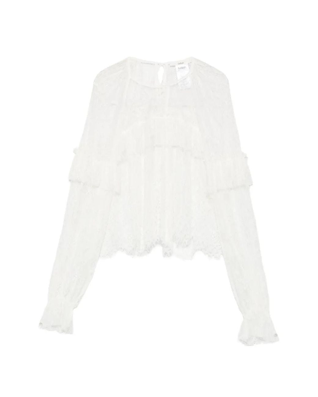 Ba&sh White Clavio Ruffled Lace Blouse