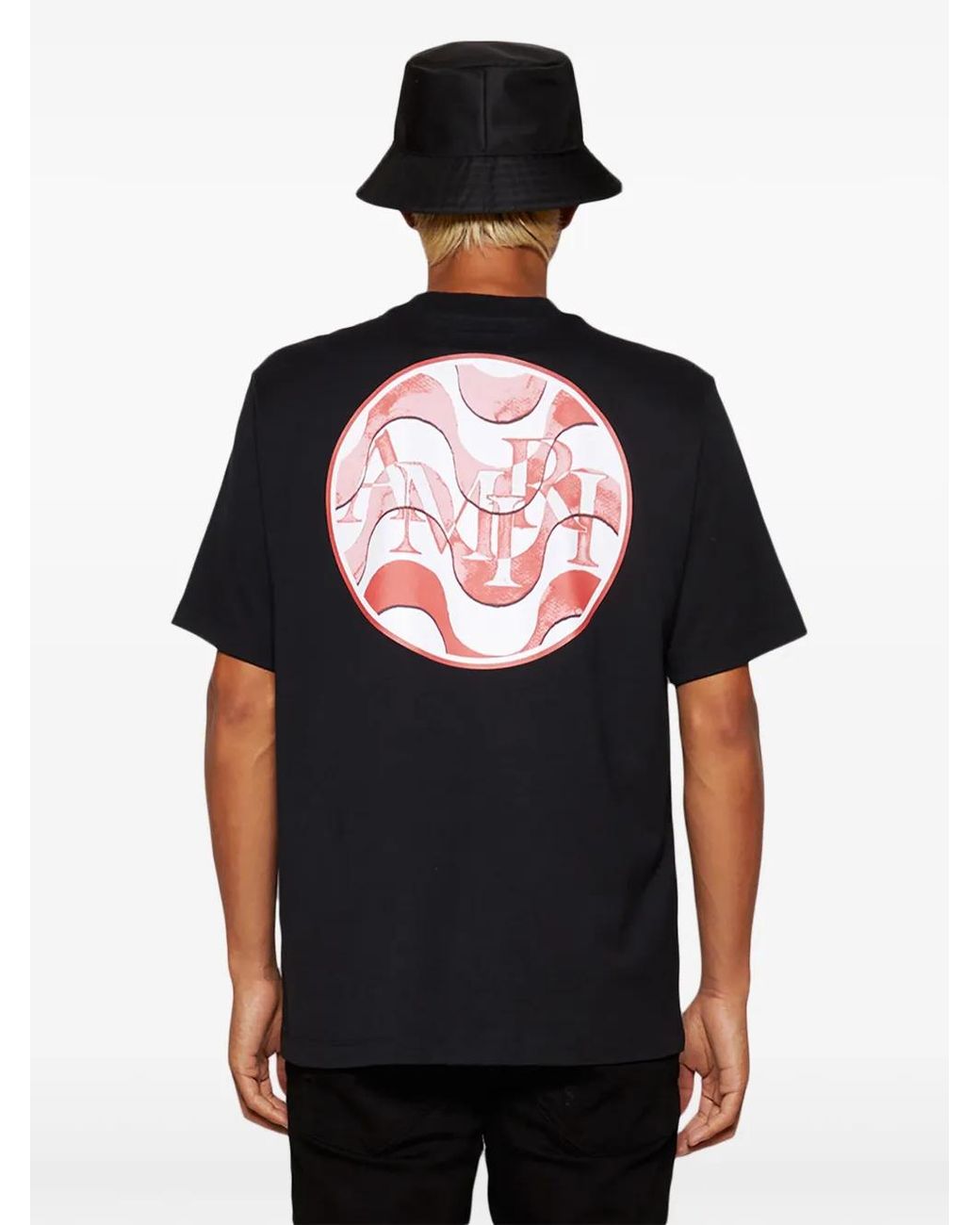Amiri Black Wave-Print Cotton T-Shirt for men