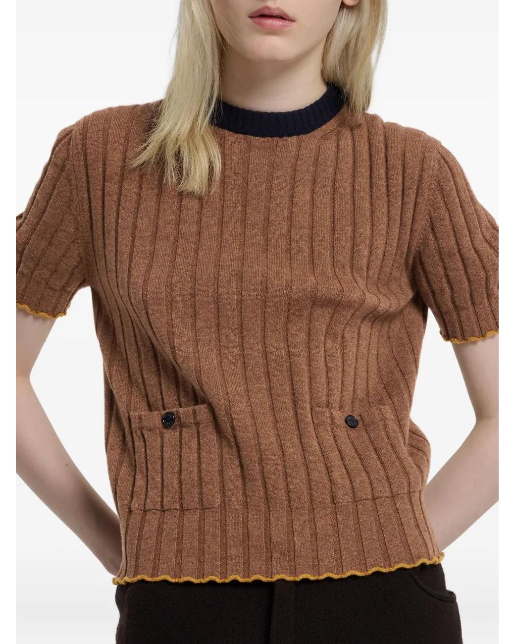 Barrie Brown Cashmere-Blend Ribbed T-Shirt