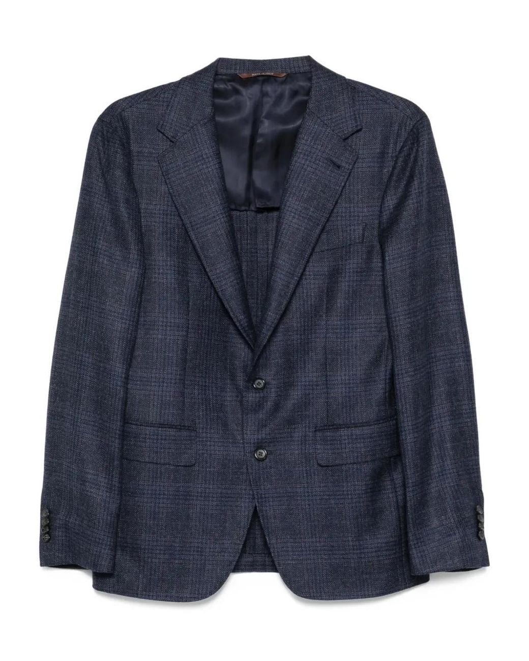 Canali Blue Checked Wool Jacket for men
