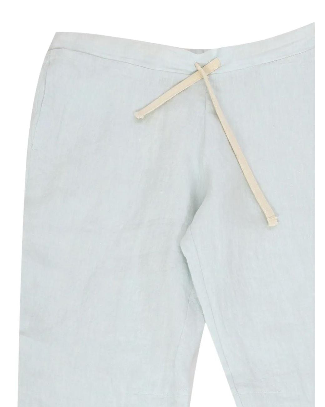 Marane Blue Drawstring-Fastening Linen Trousers for men