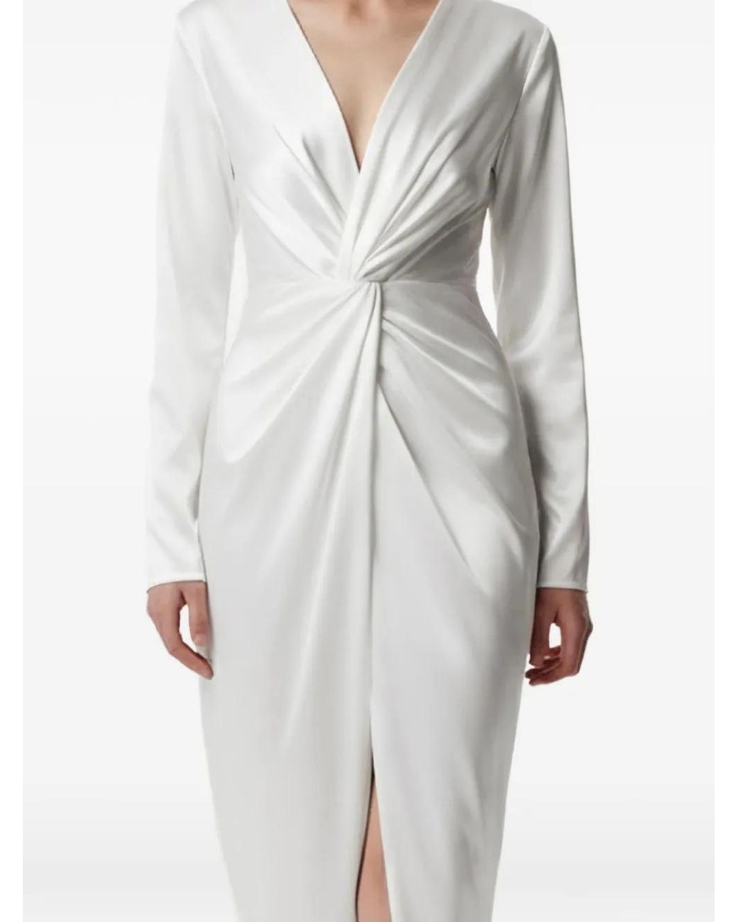 Framboise White Robe À Col V À Design Torsadé