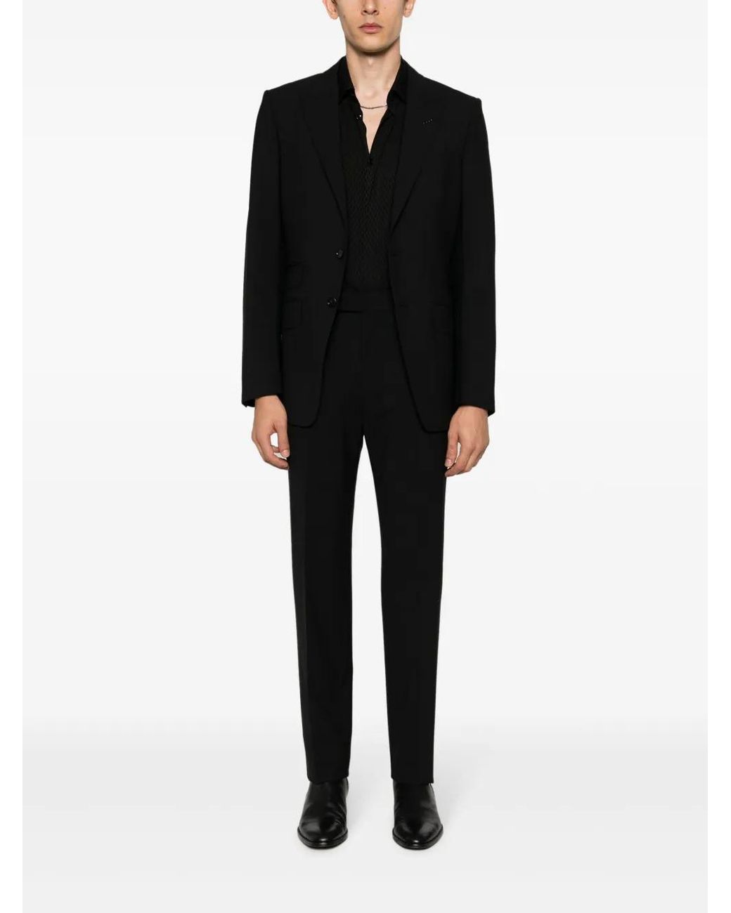 Tom Ford Black Single-Breasted Wool Suit for men