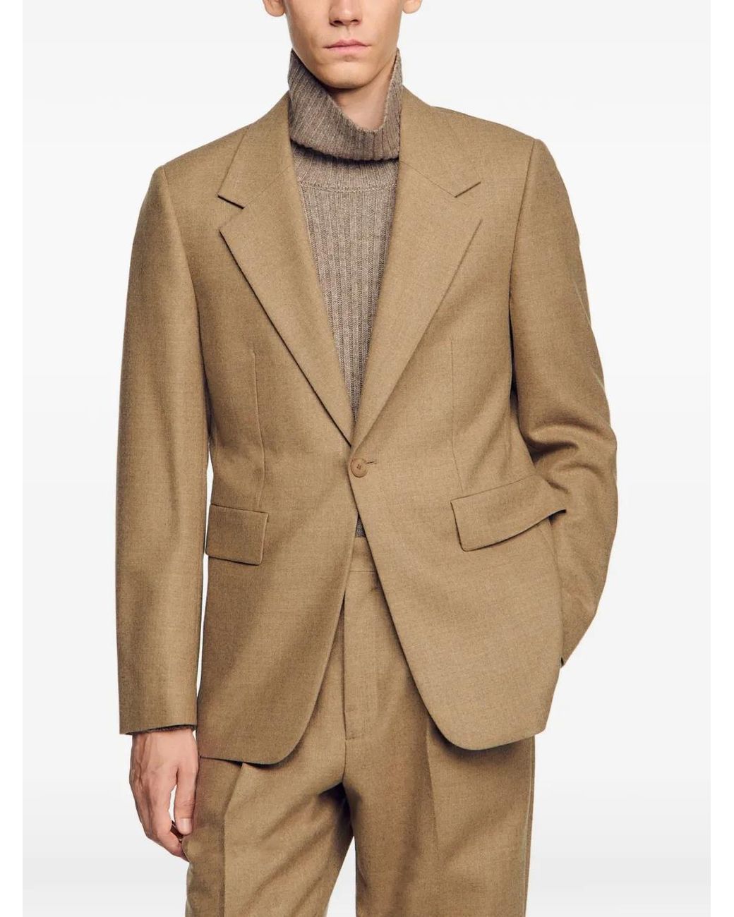 Sandro Brown Wool Suit Jacket for men