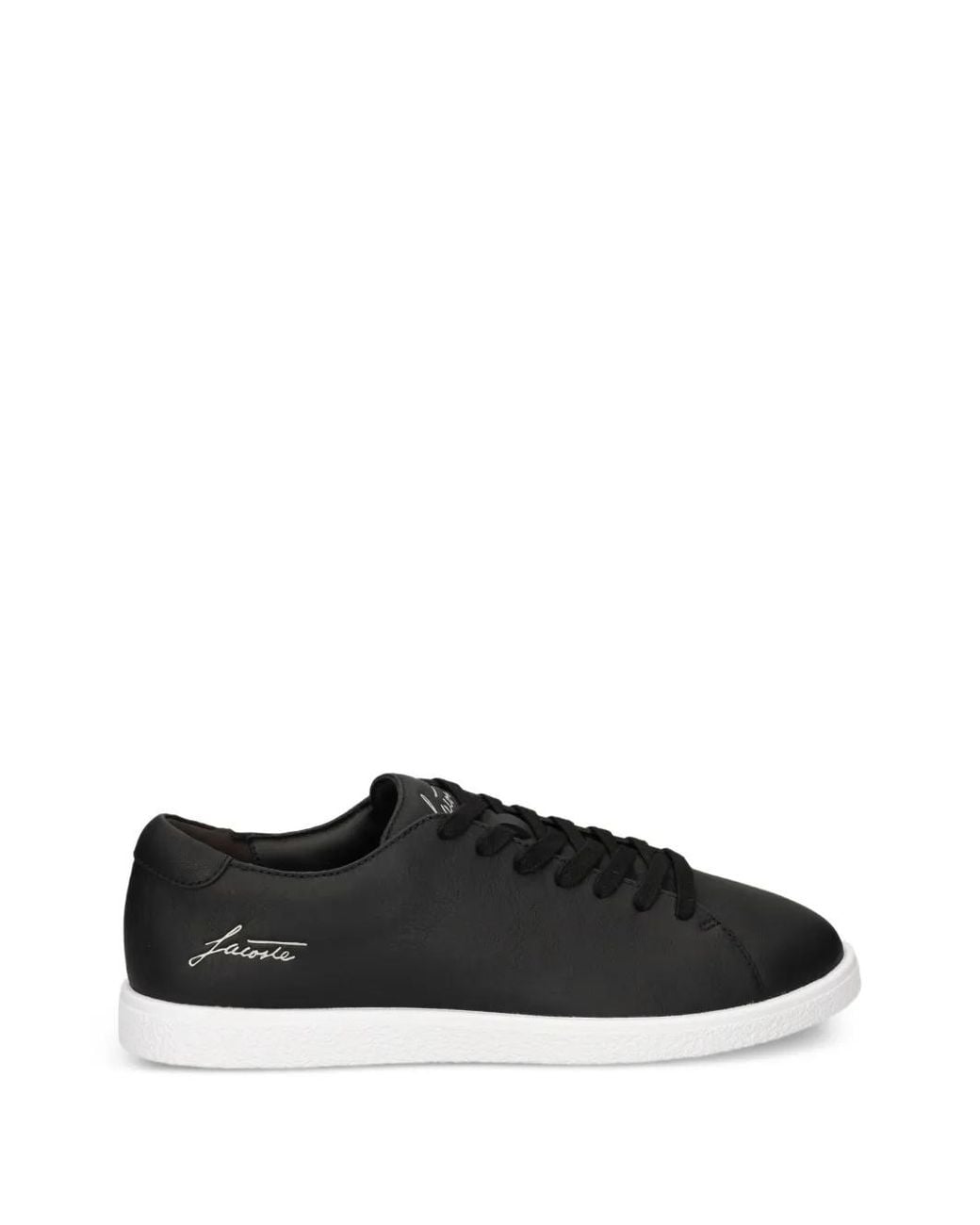 Lacoste Black Logo-Print Leather Sneakers for men