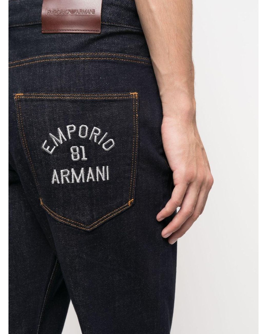 Emporio Armani Dark-wash Straight-leg Jeans Blue for Men | Lyst