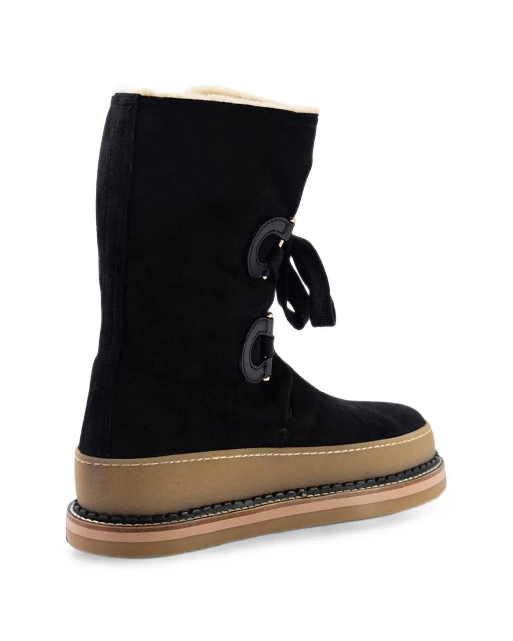 Ferragamo Black Bottines À Bout Rond