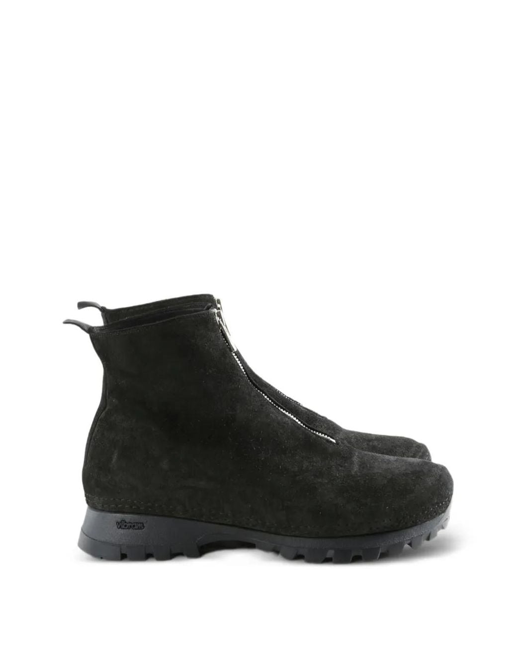 Guidi Black Front-Zip Suede Boots for men