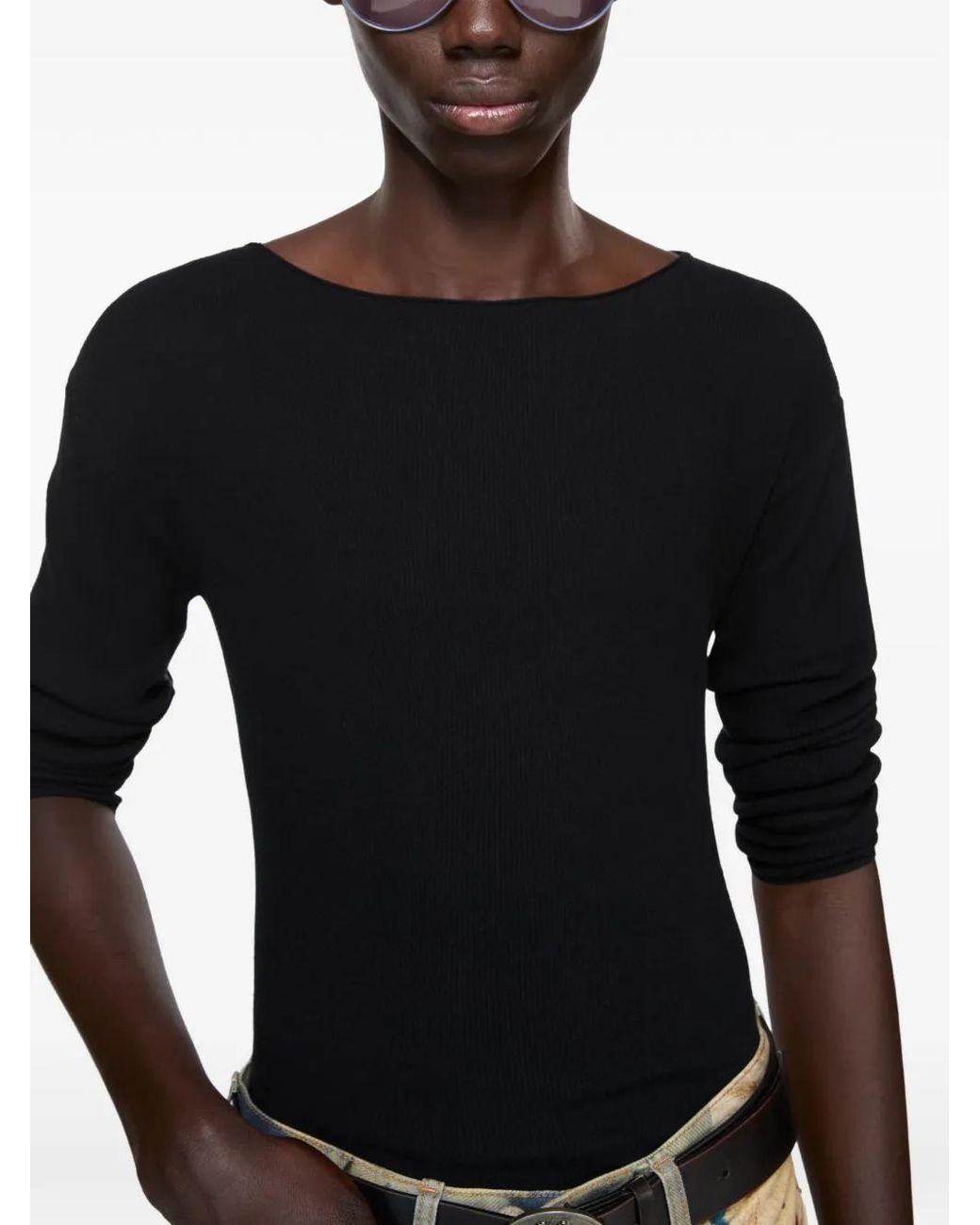 Acne Black Logo Tape Knit Jumper for men