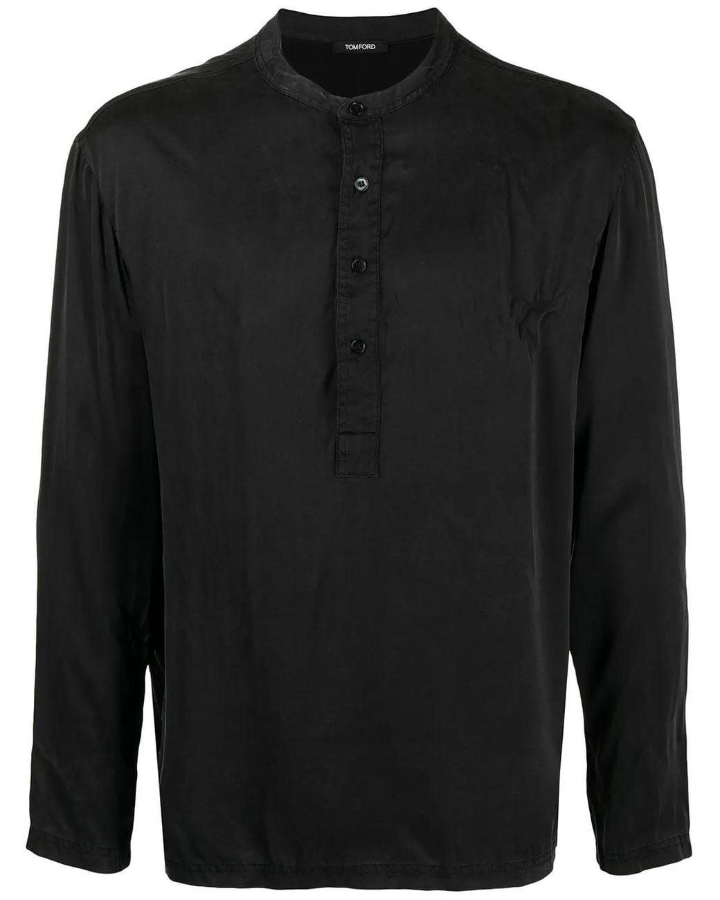 Tom Ford Black Henley Silk-Blend Pajama Shirt for men