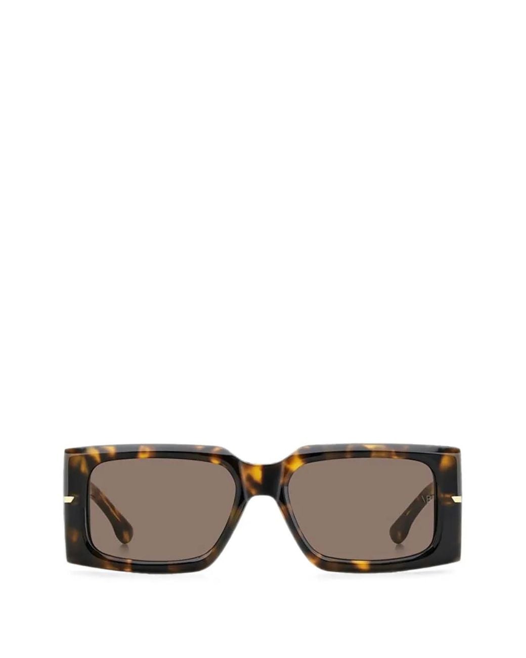 Victoria Beckham Gray Tortoiseshell-Effect Rectangle-Frame Sunglasses
