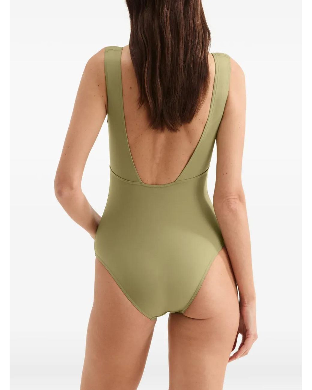 Eres Green Hold Up V-Neck Swimsuit