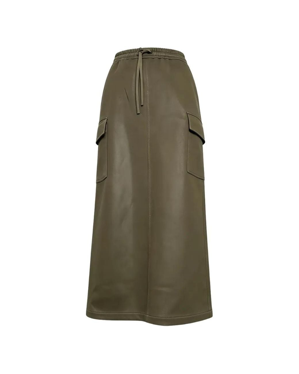 Brunello Cucinelli Green Drawstring Cargo Maxi Skirt