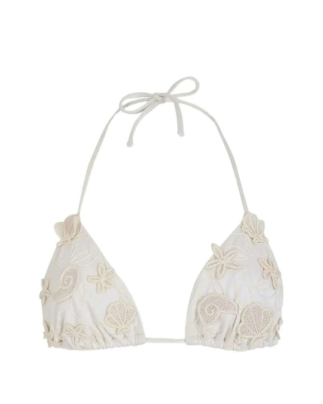 Agua Bendita White Nader Lolita Embroidered Halterneck Bikini