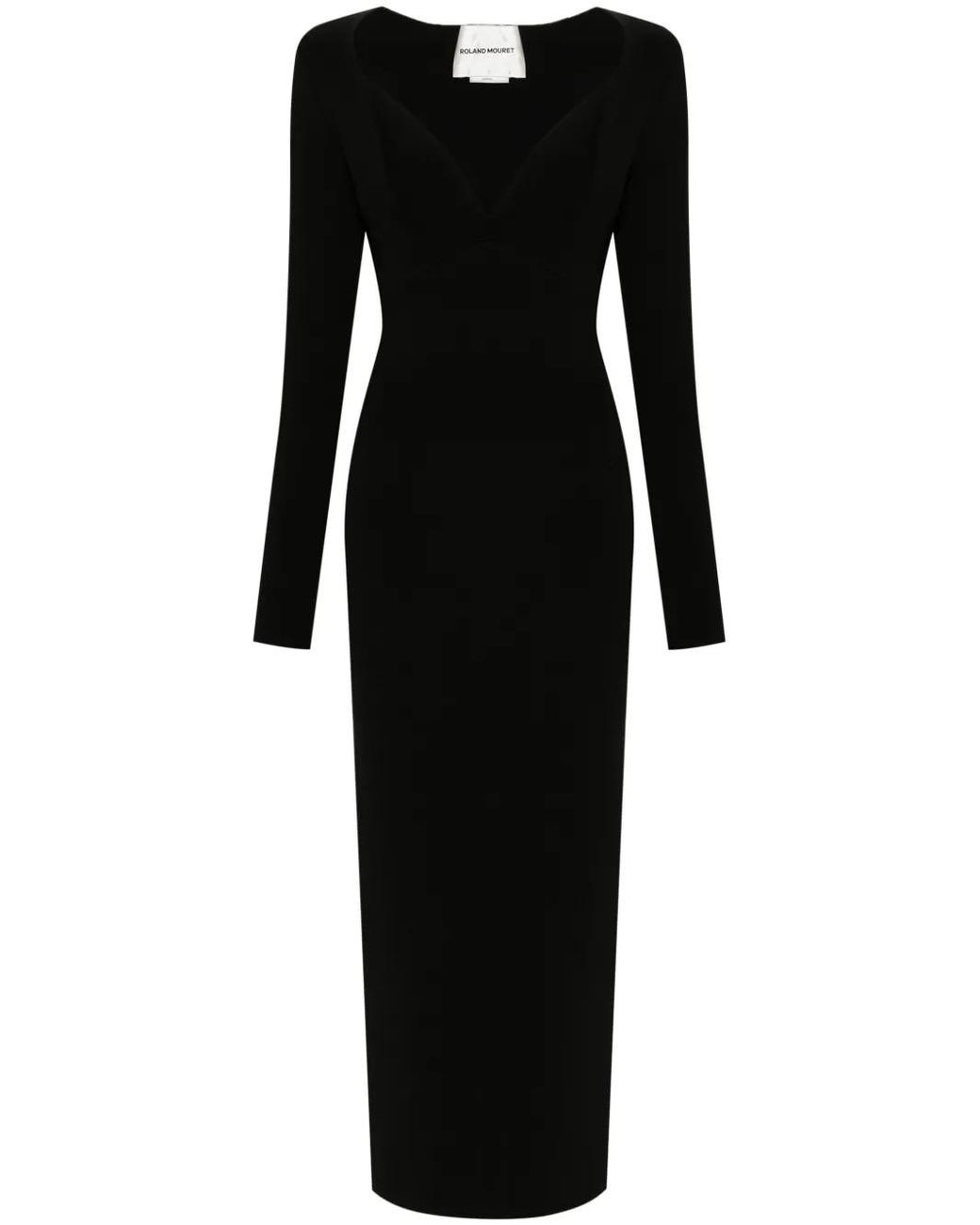 Roland Mouret Black Pleat-Detail Knitted Dress