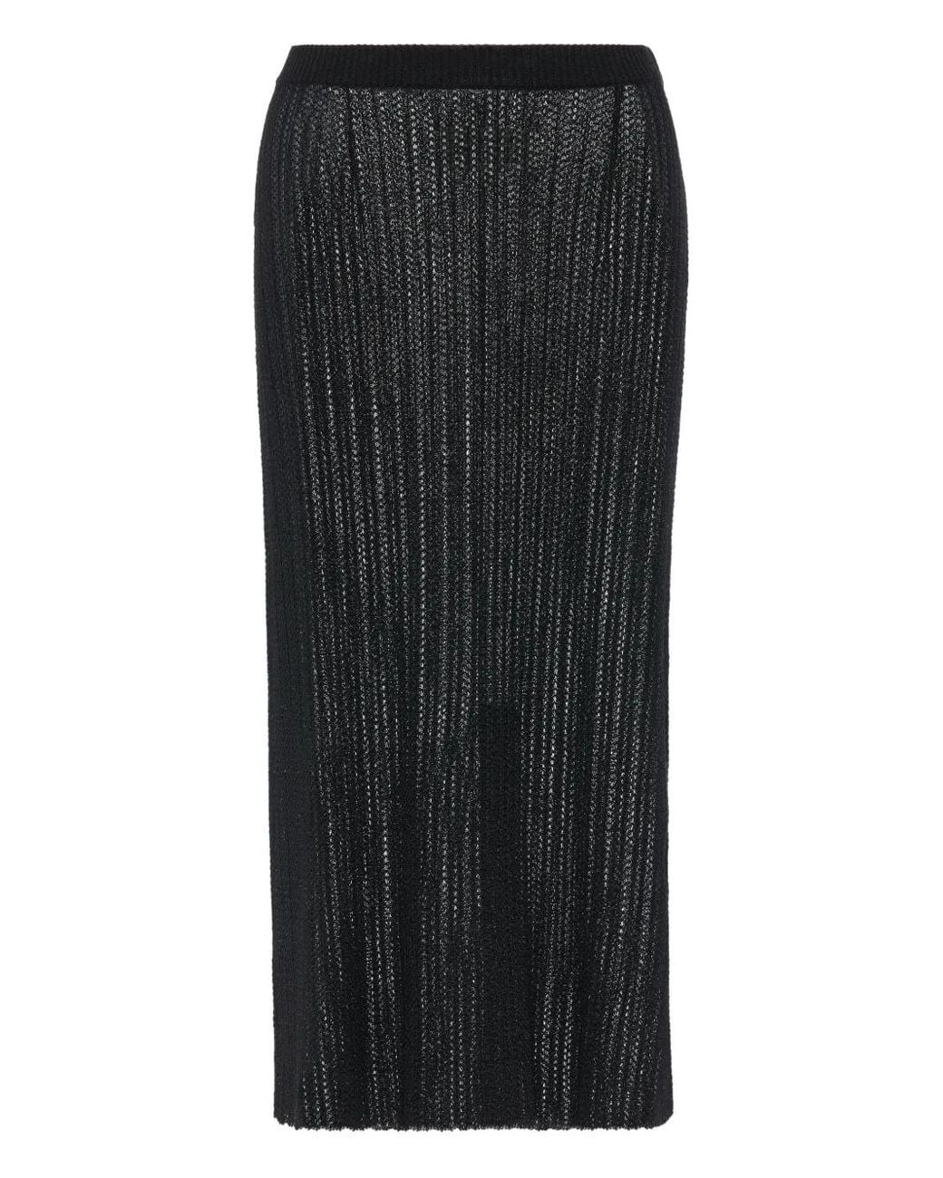Maison Margiela Black Ribbed Knit Midi Skirt