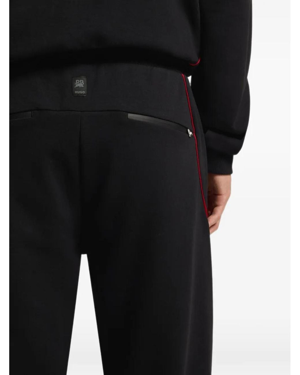 HUGO Black X Rb Stretch-Cotton Sweatpants With Bull Motif for men