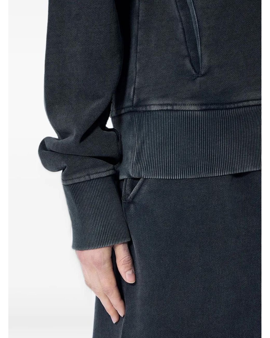 Entire studios Blue Zip-Up Ribbed-Trim Hoodie