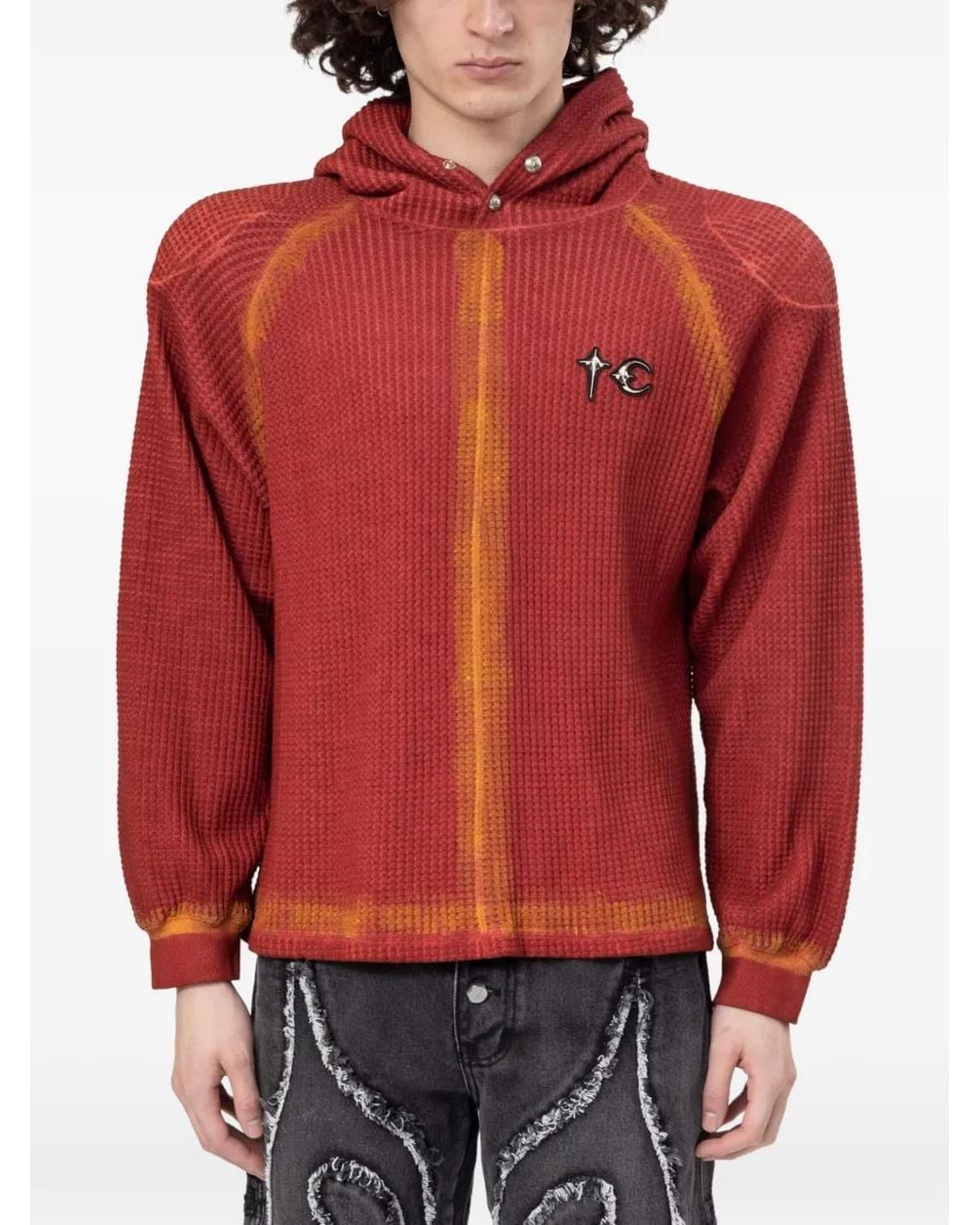 THUG CLUB Red Bulk Shoulder Hoodie for men