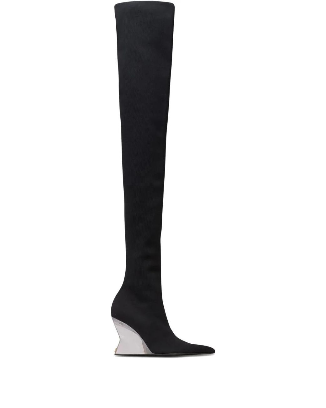 Balmain Black Wedge Thigh-High Boots