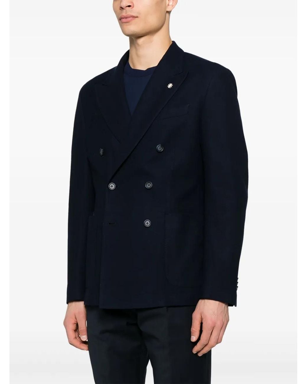 Manuel Ritz Blue Double-Breasted Blazer for men