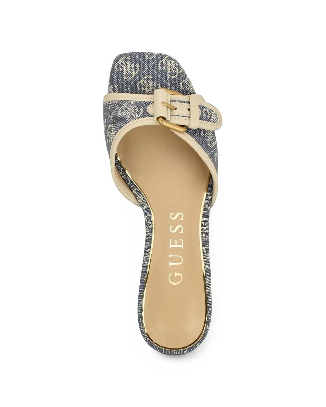 Guess Metallic Dista Mid-Heel Open-Toe Buckle Sandals
