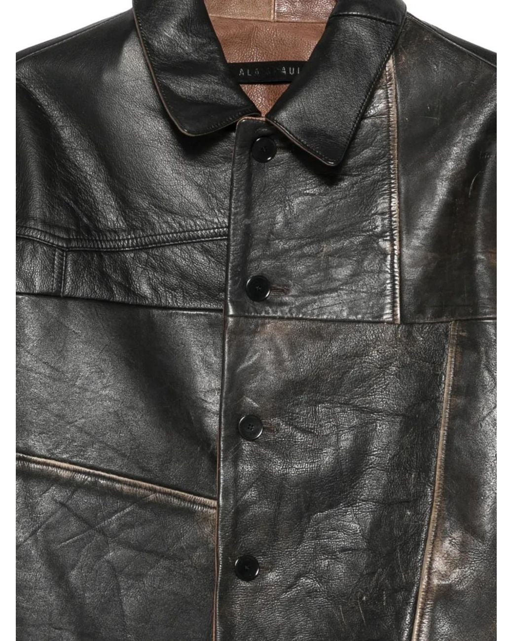 ALAINPAUL Black Panelled Leather Jacket