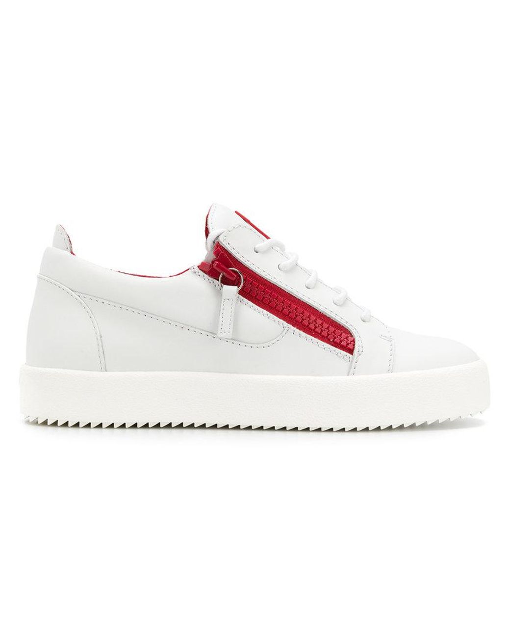 Giuseppe Zanotti Leather Frankie Double Zip Sneakers in White | Lyst