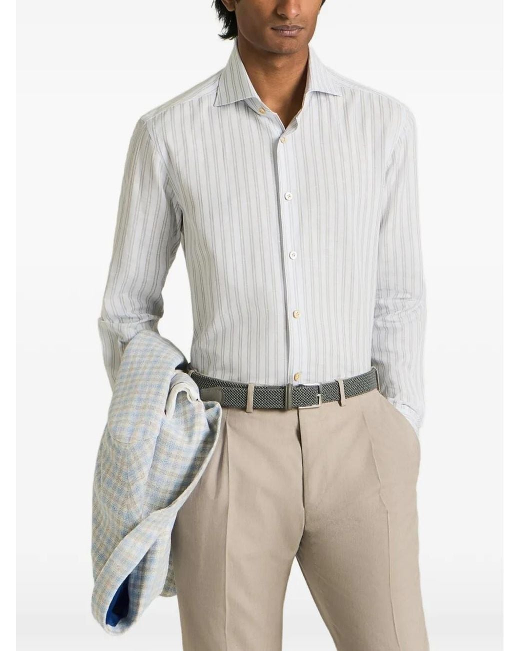 Kiton Gray Belt-Loop Trousers for men
