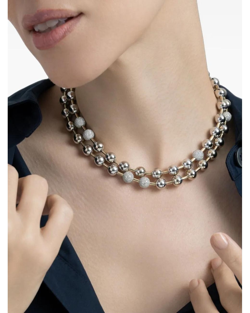 Rainbow K Metallic Diamond Ball-Chain Necklace