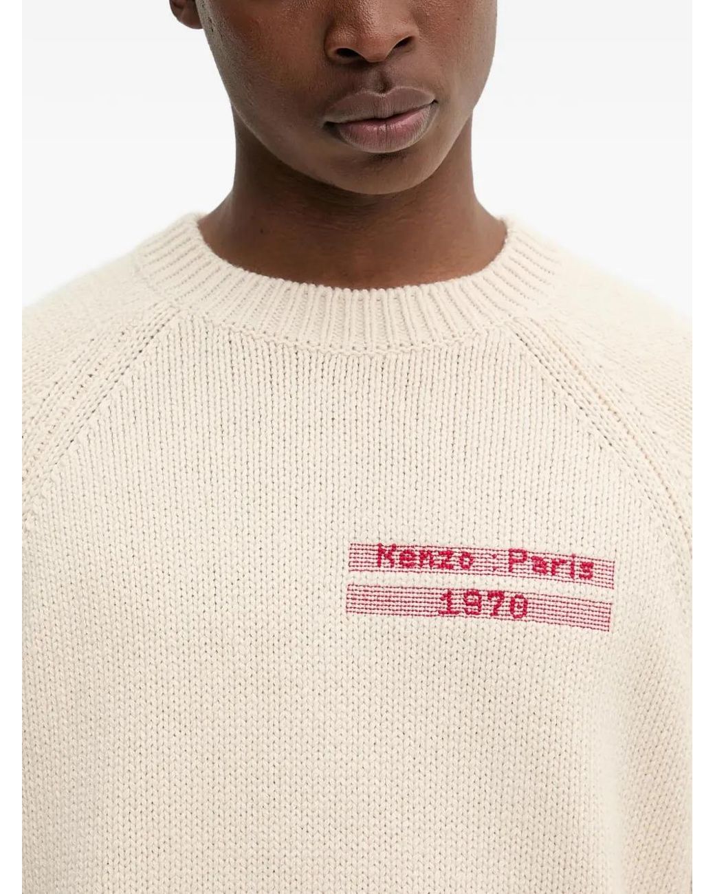 KENZO White Logo-Embroidered Sweater for men