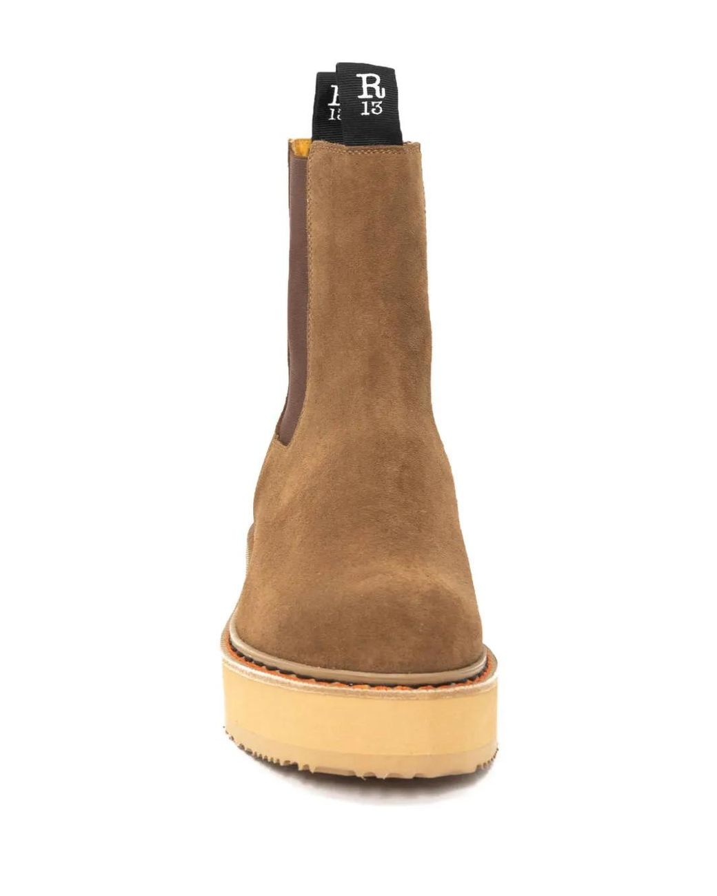 R13 Brown Single Stack Chelsea-Boots