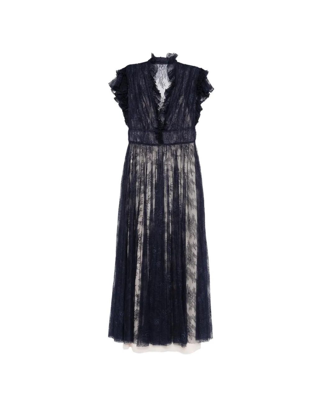 Alberta Ferretti Blue Polyamide Lace Dress