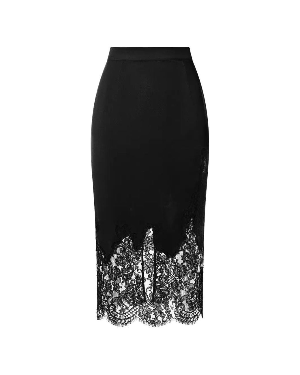 Il Volo Black Lace-Trimmed Silk Skirt