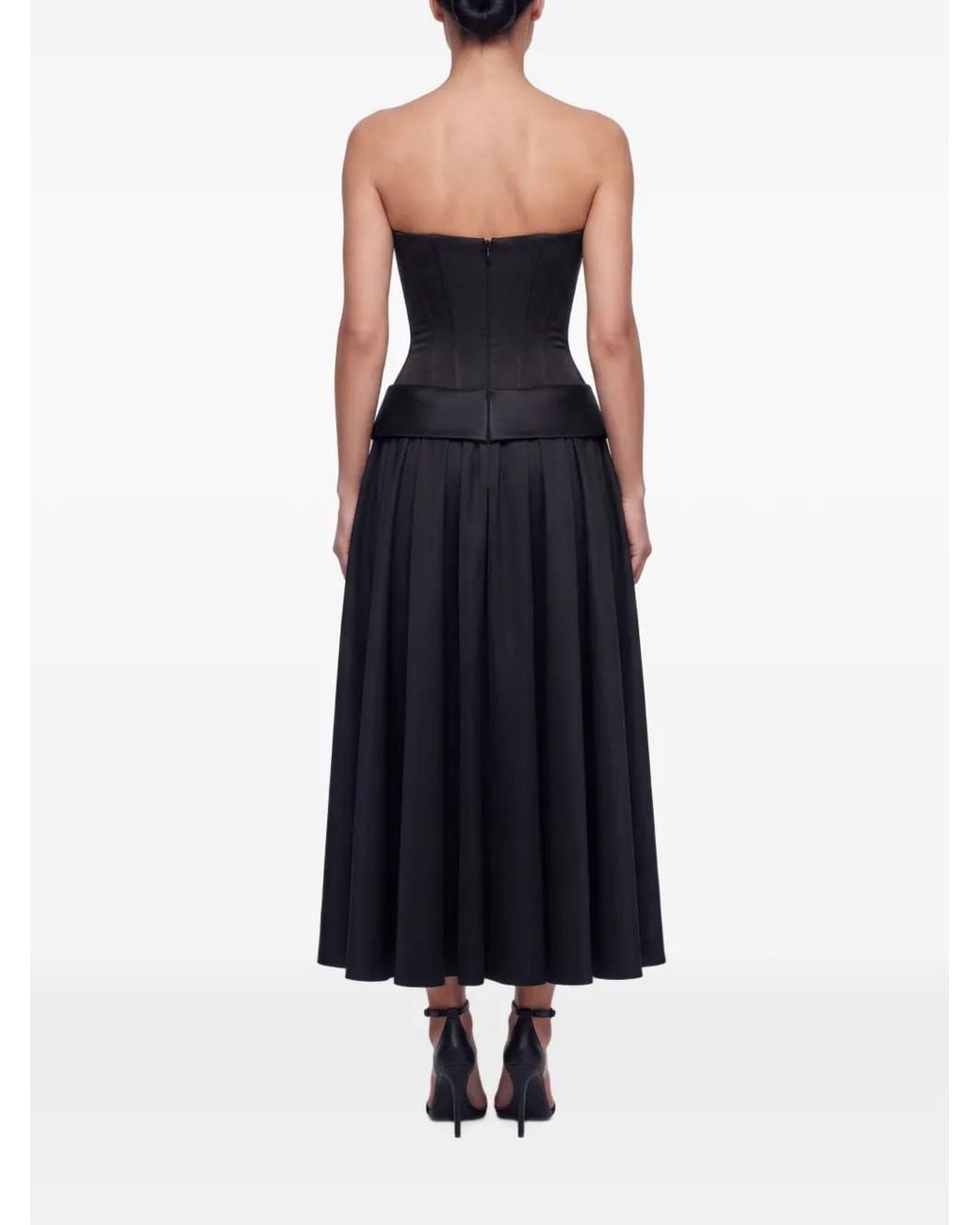 POST MERIDIEM Blue Buttoned Corset And Midi Skirt Set