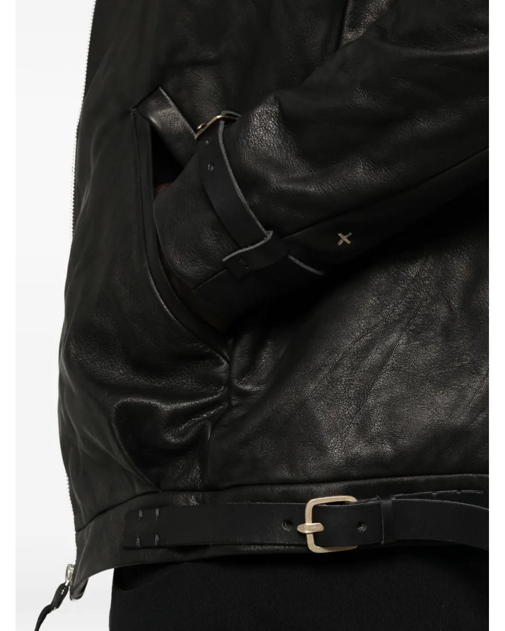 Ma+ Black Buckled Leather Jacket for men