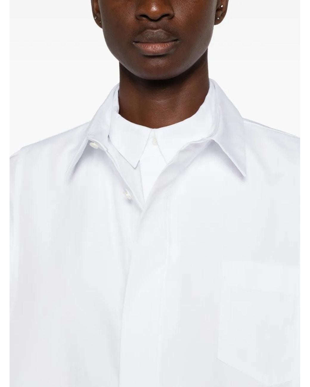 Sacai White Chemise À Col Superposé