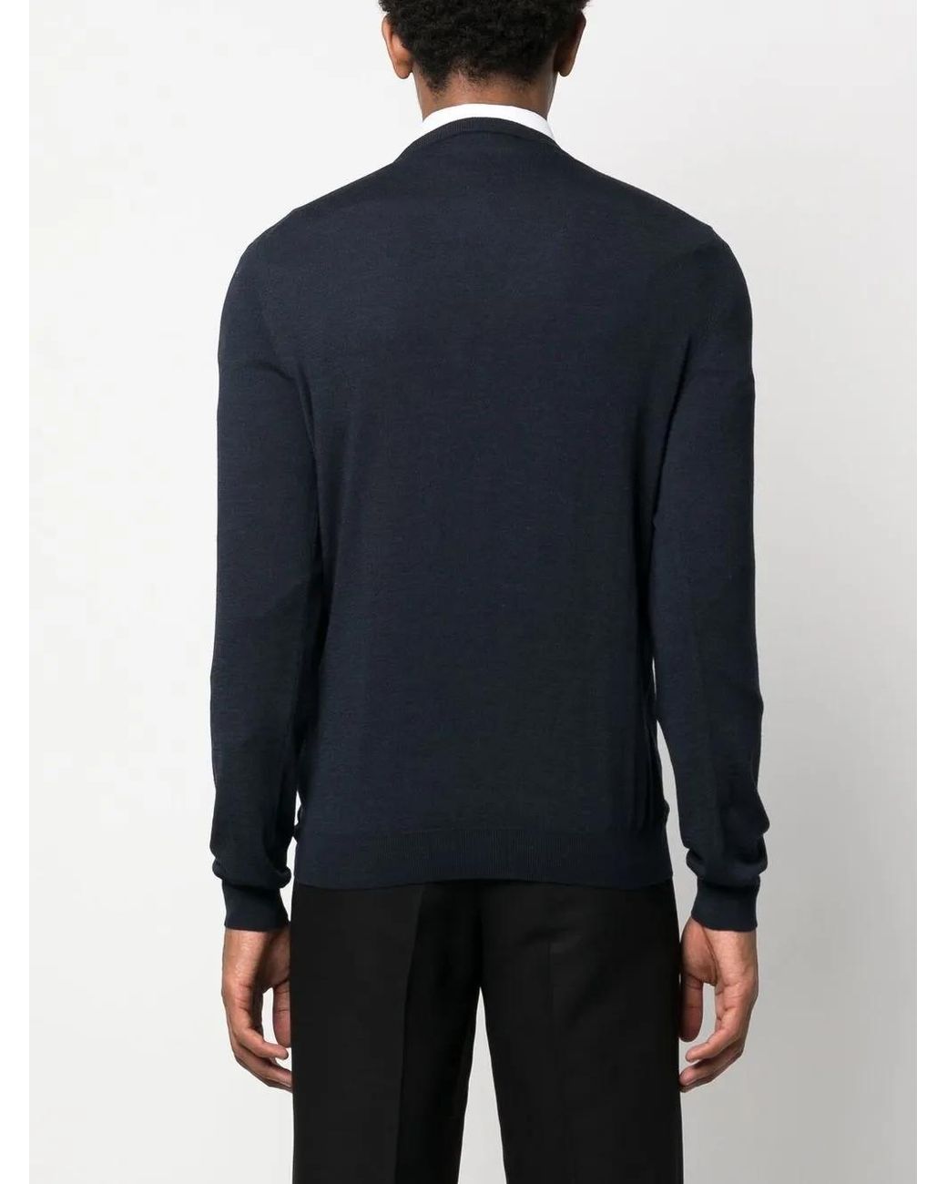 Zanone Blue Crew-Neck Wool-Blend Sweater for men